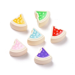 Mixed Color Rubberized Style Acrylic European Beads, with Enamel, Large Hole Beads, Watermelon, Mixed Color, 11.8x13x7.2mm, Hole: 4.3mm