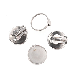 Нержавеющая Сталь Цвет Не тускнеет 316 фурнитура для сережек-клипс из нержавеющей стали, серьги настройки, плоско-круглые, цвет нержавеющей стали, лоток : 14 мм, 16x16x8 мм, отверстие : 3 мм