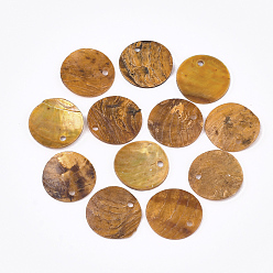 Перу Аэрозольная краска натуральная акоя раковина подвески, перламутровые подвески, круглые, Перу, 15x1~3 мм, отверстие : 1.1~1.5 мм