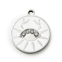 Cancer Douze constellations 304 pendentifs en acier inoxydable émaillé, avec strass, couleur inox, charmes contre le cancer, 17x15x1.8mm, Trou: 1.8mm