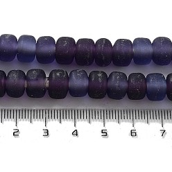 Dark Slate Blue Handmade Nepalese Lampwork Beads, Frosted, Column, Dark Slate Blue, 10x6.5~7mm, Hole: 2.8mm, about 94pcs/strand, 25.39''(64.5cm)