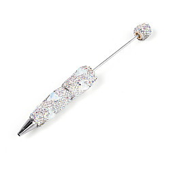 Светло-голубой Шариковая ручка с рисунком рыбьего хвоста из смолы и полимерной глины, украшенная стразами, железная ручка из бисера, для индивидуальной ручки с ювелирными бусинами, светло-голубой, 148.5~151x15~19 мм