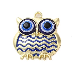 Золотой Подвески с блестящей эмалью из цинкового сплава, сова с оберегом от сглаза, золотые, 26x23.5x5 мм, отверстие : 2 мм