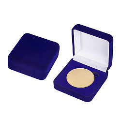 Azul Caja portamonedas de plástico ABS y terciopelo, almacenamiento de colecciones, para monedas, plaza, azul, 70x66.5x30 mm, diámetro interior: 44.5 mm