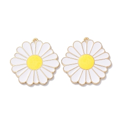 Белый Подвески из эмали и сплава, золотые, цветочный шарм, белые, 24.5x23.5x1.5 мм, отверстие : 1.2 мм