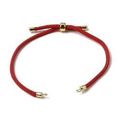 FireBrick 3MM Adjustable Round Nylon Braided Cord Bracelet Making, with Golden Brass Findings, Fit for Connector Charms, FireBrick, 8.66 inch(22cm), Hole: 1.5mm