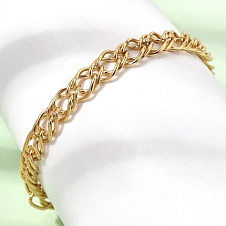 Golden 6.5MM 304 Stainless Steel Double Link Chain Bracelets for Women Men, Ion Plating(IP), Golden, 6.77 inch(17.2cm)