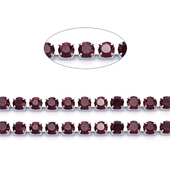 Сиамский 304 цепочки из страз из нержавеющей стали, с катушкой, горный хрусталь чашка цепи, цвет нержавеющей стали, Сиам, 3x3x2.7 мм, около 32.8 футов (10 м) / рулон.