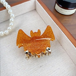 Шоколадный Заколки для волос из акрила и металла в виде летучей мыши на Хэллоуин, аксессуары для волос для девочек и женщин, цвет шоколада, 35x52 мм