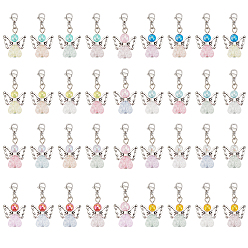 (52) Непрозрачная лаванда Акриловый кулон в виде сердца ангела, с 304 нержавеющей стали застежки, разноцветные, 36 мм, 9 цветов, 4 шт / цвет, 36 шт / комплект