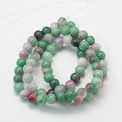 Разноцветный Нефрита нитей бисера, натурального белого нефрита, окрашенные, круглые, красочный, 8 мм, отверстие : 1 мм, около 51 шт / нитка, 15.7 дюйм