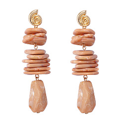 Легкий Лосось Серьги-подвески из сплава и смолы для женщин, самородки, светлый померанцевый, 92x22 мм