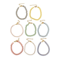 (52) Непрозрачная лаванда Браслет с цепочками из звеньев эмали, вакуумное покрытие pvd 304 ювелирные изделия из нержавеющей стали для женщин, разноцветные, 6-7/8 дюйм (17.6 см)