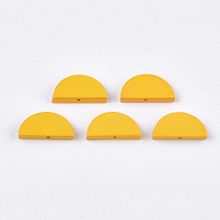 Золотистый Расписные бусы из натурального дерева, полукруг, золотые, 10x20x4 мм, отверстие : 1.5 мм