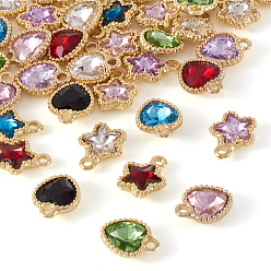(52) Непрозрачная лаванда 48шт 12 стильные стеклянные подвески, с находкой из сплава легкого золота, звезды и сердечки, разноцветные, 13x10.5x4 мм, отверстие : 2 мм, 4 шт / стиль