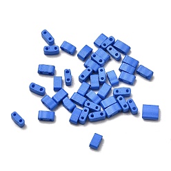 Синий 2 Отверстие для выпечки краски стеклянные бусины, прямоугольные, синие, 5x2.5x2 мм, отверстие : 0.8 мм
