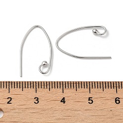 Platinum Rhodium Plated 925 Sterling Silver Earring Hooks, Marquise Ear Wire, with S925 Stamp, Platinum, 21 Gauge, 21x0.7mm, Hole: 3mm