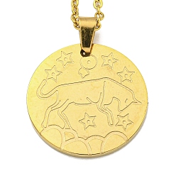 Taurus Constellation Pendant Necklaces, 201 Stainless Steel Cable Chain Necklaces, Taurus, 19.96 inch(50.7cm)