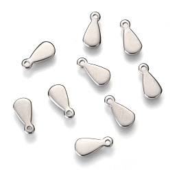 Нержавеющая Сталь Цвет Не тускнеет 304 удлинитель цепи из нержавеющей стали, штамповка пустой метки, слеза, цвет нержавеющей стали, 8x4x0.6 мм, отверстие : 0.8 мм