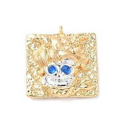 Козерог Латунные микропроволочные кубические циркониевые подвески из эмали, cmолой, чары созвездий, реальный 18 k позолоченный, Козерог, 23x21.5x6 мм, отверстие : 1.2 мм