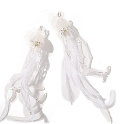 Желтая Старая Ткань  Подвески из ткани в виде медузы, со стеклянными бисеринами, старое кружево, 150 мм