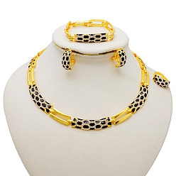 Черный Ожерелья из сплава с рисунком змеиной кожи, украшенные эмалью и стразами, а также наборы браслетов с кольцами и звеньями, чёрные, 390 мм