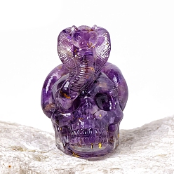Аметист Генераторы энергии из оргонитовой змеи и черепа, рейки натуральные аметистовые чипсы внутри для украшения стола домашнего офиса, 43x58 мм
