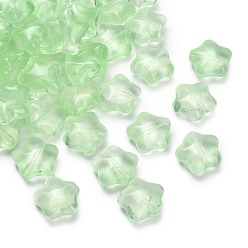 Светло-зеленый Прозрачные стеклянные бусины, звезда, светло-зеленый, 15~17x16~17.5x8 мм, отверстие : 1.2 мм, 400 шт / 1000 г