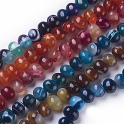 Mixed Color Dyed Natural Banded Agate Beads Strands, Oval, Mixed Color, 11~12x8.5~9.5mm, Hole: 1.2mm, about 41pcs/strand, 14.6 inch(37.1cm)