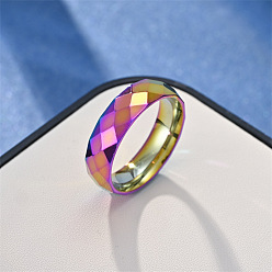 Многоцветный 304 палец кольца из нержавеющей стали, многоцветные, размер США 7 (17.3 мм)