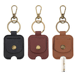 Couleur Mélangete 3 pièces 3 couleurs, étuis à clés décoratifs en cuir PU, avec des agrafes en alliage, rectangle, couleur mixte, 122mm, 1 pc / couleur