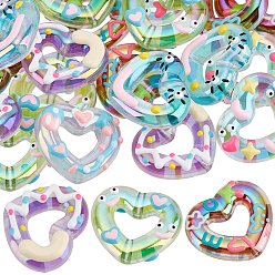 (52) Непрозрачная лаванда 25 шт прозрачные акриловые бусины, бусины ручной работы, с эмалью, сердце, разноцветные, 30x26 мм, отверстие : 2.5 мм