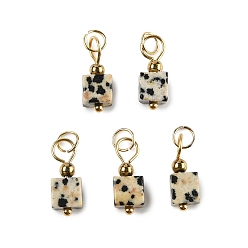 Далматинских Джаспер Природные яшмы далматин подвески, подвески suqare с 304 петлями из нержавеющей стали, золотые, 16x6x6 мм, отверстие : 3.5 мм