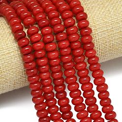 FireBrick Natural Malaysia Jade Beads Strands, Dyed & Heated, Rondelle, FireBrick, 8~8.5x4.5~5.5mm, Hole: 0.9~1mm, about 74~76pcs/strand, 15.08''~15.35''(38.3~39cm)