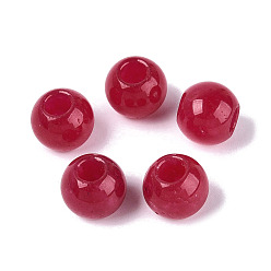 Малиновый Натуральный белый нефрит европейский бисер, гладкий круглый, бусины с большим отверстием, окрашенные, малиновый, 10~10.5x9~9.5 мм, отверстие : 4 мм