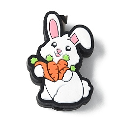 Коралловый Силиконовые бусины кролика, фокусные бусы, коралл, 30x20x9 мм, отверстие : 3.5 мм