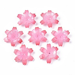 Rouge Violet Pâle Des perles en plastique, fleur, rouge violet pâle, 23.5x21.5x7mm, Trou: 1mm