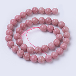 Rhodonite Natural Rhodonite Beads Strands, Grade AA, Round, 8.5~9mm, Hole: 1mm, about 44pcs/strand, 15 inch(38cm)