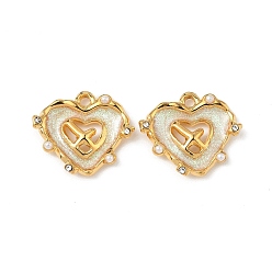 (7BDF) Прозрачный морозный бирюзовый 304 из нержавеющей стали горный хрусталь подвески, с эмалью и АБС-пластиком, жемчугом и пайетками, сердце прелести, ионное покрытие (ip), реальный 18 k позолоченный, призрачный белый, 16x17.5x4 мм, отверстие : 1.2 мм