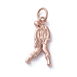 Real Rose Gold Plated Brass Pendants, Long-Lasting Plated, Human, Real Rose Gold Plated, 17x9x2mm, Hole: 3.6mm