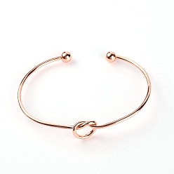 Rose Gold Iron Cuff Bangles, Torque Bangles, Knot, Rose Gold, Inner Diameter: 2-1/2 inch(6.5cm)