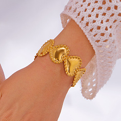 Сердце 304 из нержавеющей стали манжеты браслеты, широкие браслеты для женщин, реальный 18 k позолоченный, сердце, внутренний диаметр: 2-3/8 дюйм (6 см)