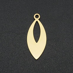 Золотой 201 подвески из нержавеющей стали из нержавеющей стали, лошадиный глаз , лазерная резка, золотые, 21.5x9x1 мм, отверстие : 1.6 мм