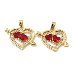 Настоящее золото 18K Сердце латунные микро проложить кубического циркония подвески, без кадмия, без никеля и без свинца, реальный 18 k позолоченный, 18x24x4 мм, отверстие : 5x2.5 мм