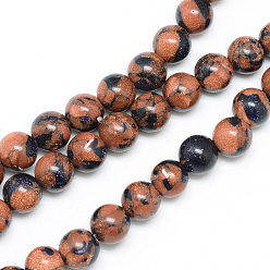 Смешанный Голдстоун Синтетические смешанные жемчужные камни, круглые, 6 мм, отверстие : 1 мм, около 65 шт / нитка, 15.7 дюйм