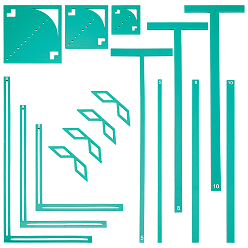 Green 1 Bag Acrylic Binding Tools Set, include Ruler & Corner Miter & Eyelet Guide Tool, Green