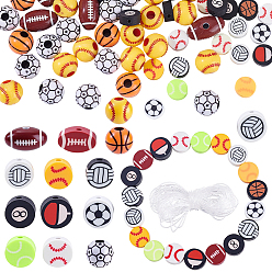 Gemischte Farbe DIY-Armband-Schmuckherstellungssets, einschließlich Acryl-Perlen, Fimo-Perlen, TPU elastischer Kristallfaden, Gemischte Farbe, 9.5~18x9.5~12x4.5~12 mm, Bohrung: 1.8~4 mm