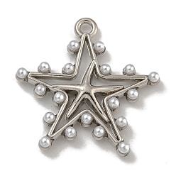 Платина Стойки подвески обшивки сплава, с абс пластмассовыми шариками, без кадмия, без никеля и без свинца, звезды прелести, платина, 25.5x25.5x4 мм, отверстие : 1.8 мм