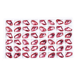 Rouge Violet Pâle 48 cabochons de strass en verre, accessoires nail art de décoration, facette, rouge violet pâle, 14x9x5mm
