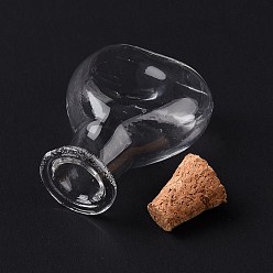 Clear Miniature Glass Bottles, with Cork Stoppers, Empty Wishing Bottles, for Dollhouse Accessories, Jewelry Making, Clear, 11x21x30mm